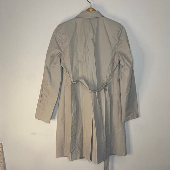 Loft Tan Long Button Up Lightweight Trench Coat Classic Work Size 4 - Picture 10 of 14